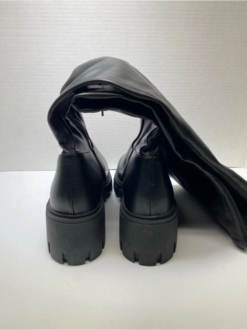 Steven New York Hylda Over-The-Knee Boots Black Size 7 Chunky Heel Stretch Shaft